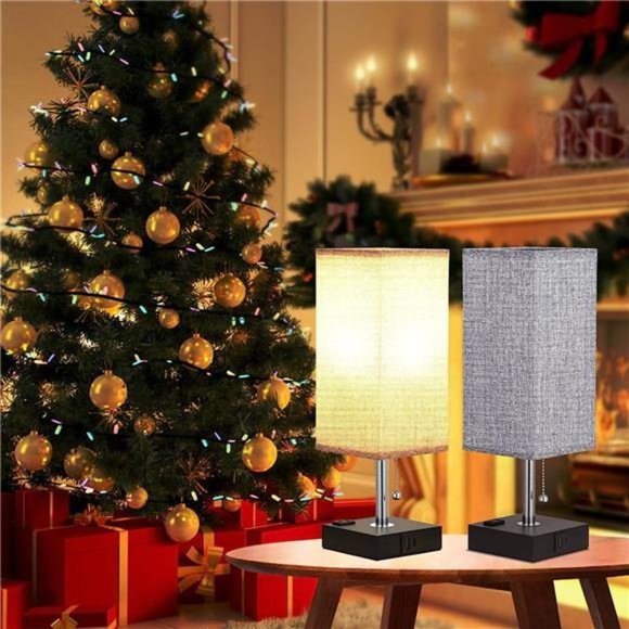 Bedside Lamps for Bedrooms Set of 2 - Table Lamps for Nightstand with USB Ports - Picture 3 of 5